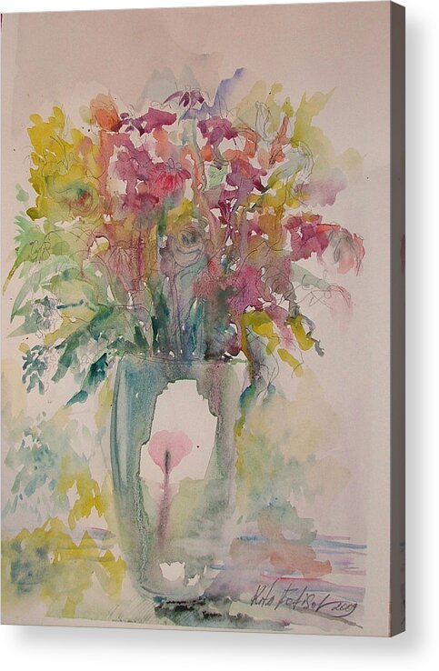 Still Life Acrylic Print featuring the painting Spring Flowers by Rita Fetisov