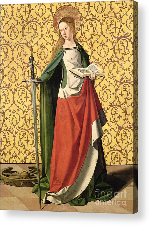 Catherine Acrylic Print featuring the painting Saint Catherine of Alexandria by Josse Lieferinxe