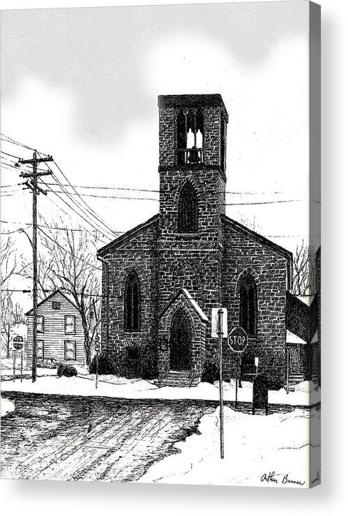 Church Acrylic Print featuring the drawing St. John's Church by Arthur Barnes