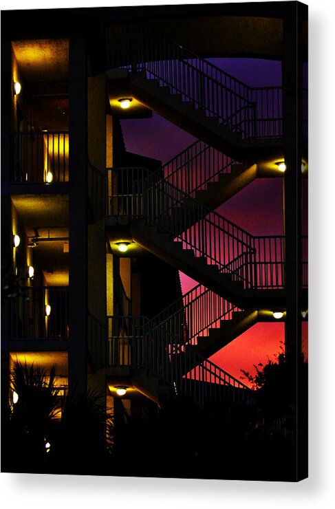Stairway Acrylic Print featuring the photograph Stairway Silhouette at Sunset by Rose Hill