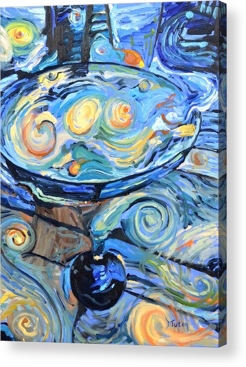 Van Gogh Acrylic Print featuring the painting Starry Starry Martini by Donna Tuten