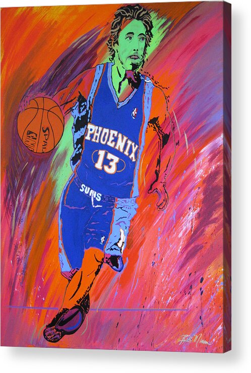 Steve Nash Paintings Acrylic Print featuring the painting Steve Nash-Vision of Scoring by Bill Manson