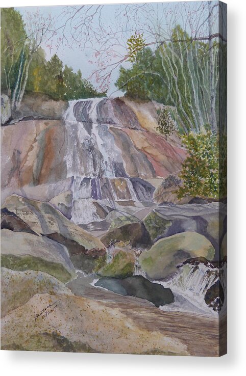 Stone Mountain Falls - April 2013 Acrylic Print featuring the painting Stone Mountain Falls April 2013 by Joel Deutsch