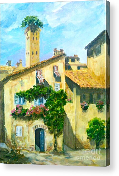Tower Acrylic Print featuring the painting Sunday in Siena by Patsy Walton