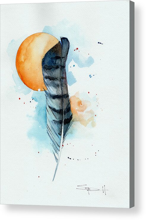 Watercolor Acrylic Print featuring the painting Sunfeather by Sean Parnell