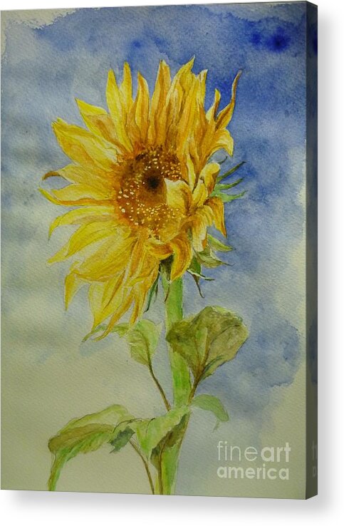 Sunflower Acrylic Print featuring the painting Sunflower Tribute to Van Gogh by Lizzy Forrester