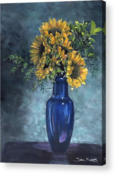 Sunflower Acrylic Print featuring the painting Sunflowers by John Neeve