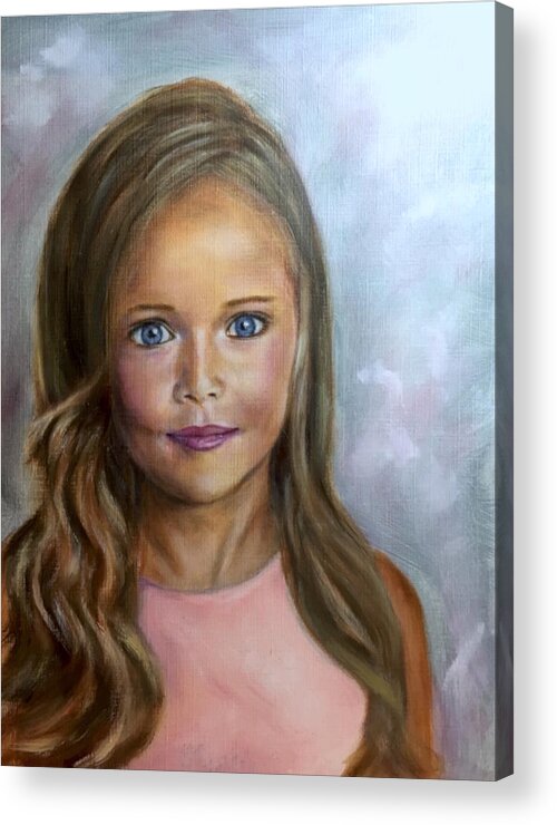 Child Portrait Acrylic Print featuring the painting Sunkissed Innocence by Dr Pat Gehr