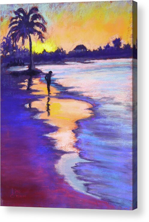 Sunset Acrylic Print featuring the painting Sunset on the Beach by Lisa Crisman
