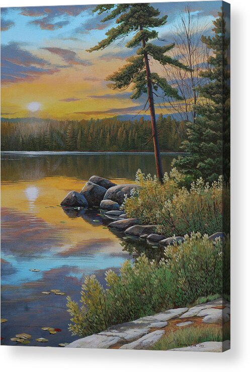 Jake Vandenbrink Acrylic Print featuring the painting Sunset Reflections by Jake Vandenbrink