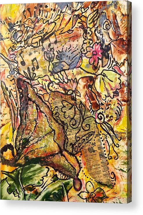 Encaustic Acrylic Print featuring the painting Symphony by Christine Chin-Fook