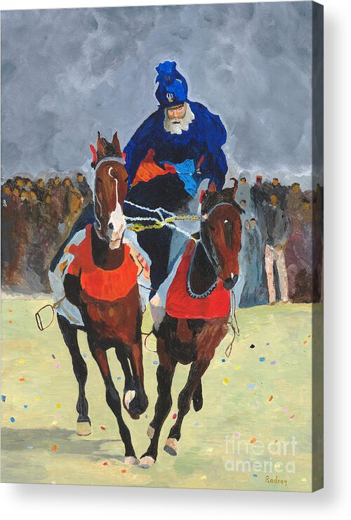 Horse Acrylic Print featuring the painting Syncronizing by Rodney Campbell