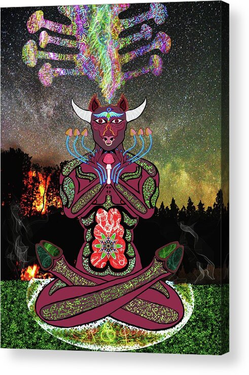 Zodiac Acrylic Print featuring the digital art Taurus -Psychedelic Zodiac by Myztico Campo