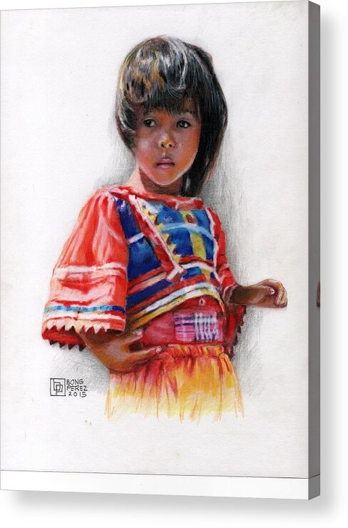 Famous Acrylic Print featuring the painting Tboli Girl by Bong Perez