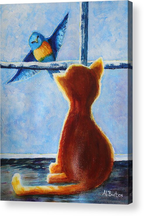 Cat Acrylic Print featuring the painting Teasing Cat by April Burton