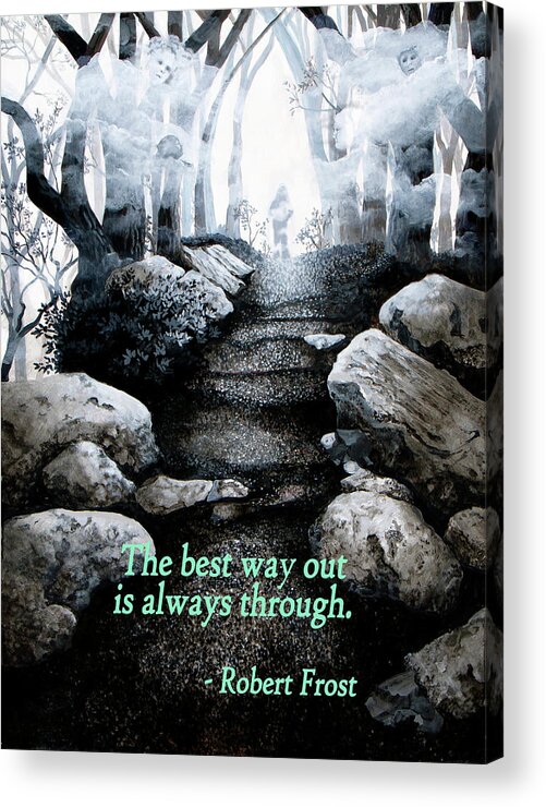 Black And White Acrylic Print featuring the painting The Best Way Out by Mary Palmer