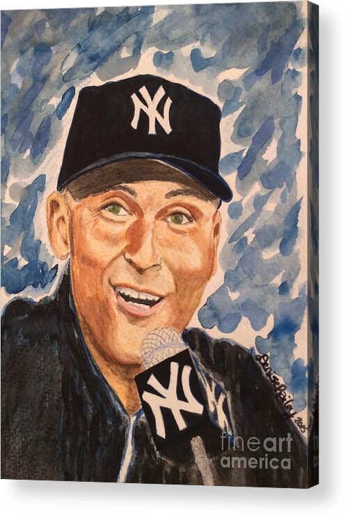 Derek Jeter Acrylic Print featuring the painting The Captain's Presser by Denise Railey