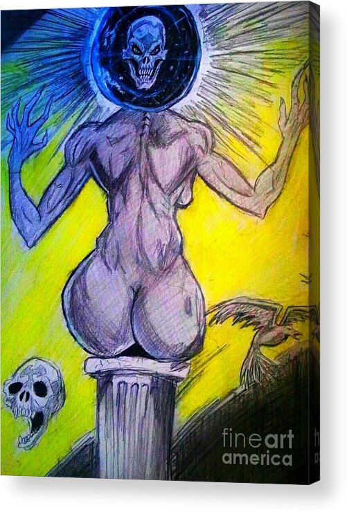 Acrylic Print featuring the drawing The dark fortune teller by Mark Bradley