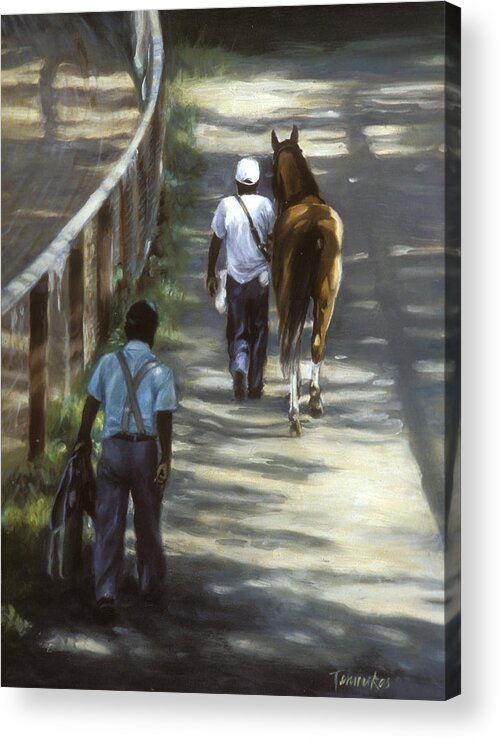 Horse Acrylic Print featuring the painting The Grooms by Linda Tenukas