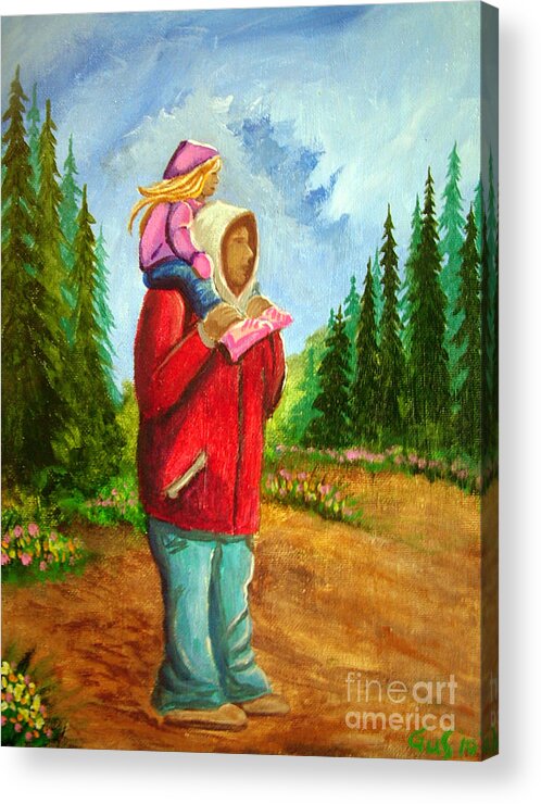 Hikes Acrylic Print featuring the painting The long hike by Nick Gustafson