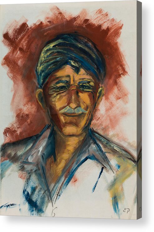 Man Acrylic Print featuring the painting The Old Greek Man by Elise Palmigiani
