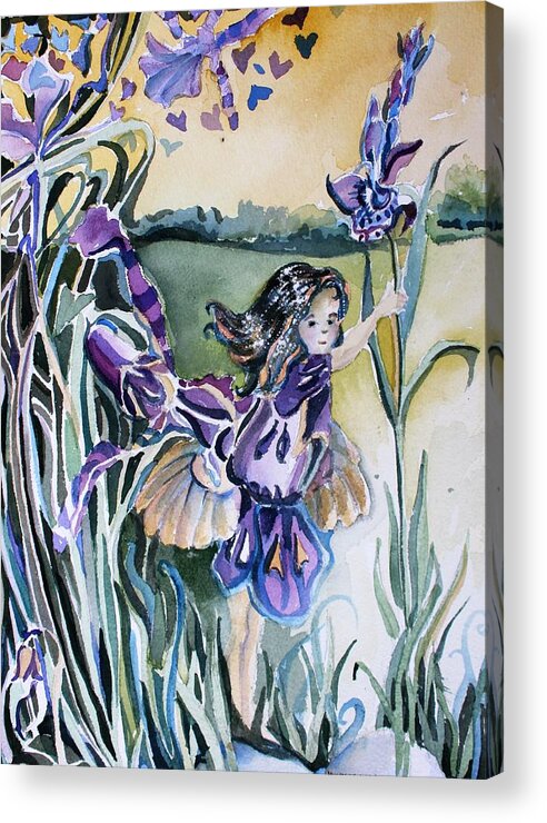 Orchid Acrylic Print featuring the painting The Orchid Fairy by Mindy Newman