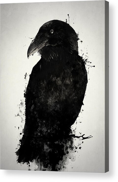 Raven Acrylic Print featuring the mixed media The Raven by Nicklas Gustafsson
