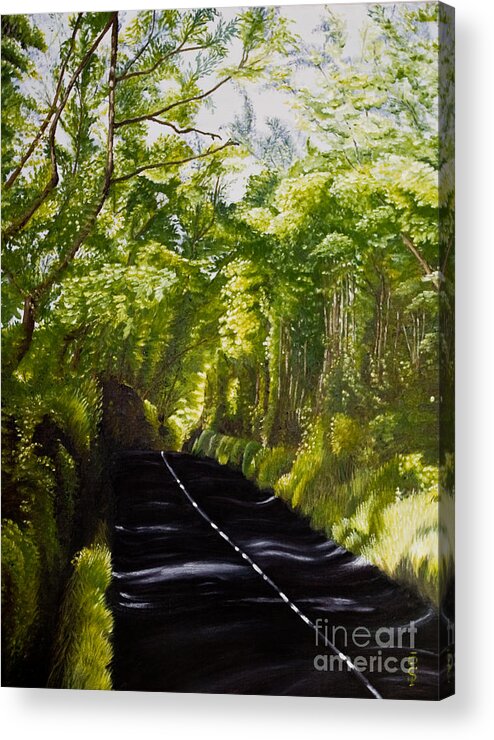 Landscape Acrylic Print featuring the painting The road through Glenastar by Pauline Sharp