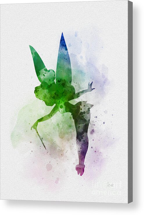 Tinker Bell Acrylic Print featuring the mixed media Tinker Bell by My Inspiration