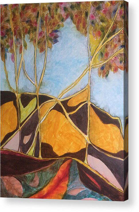 Trees Acrylic Print featuring the drawing Traveling Without A Camera Tangle Of Trees by Dennis Ellman