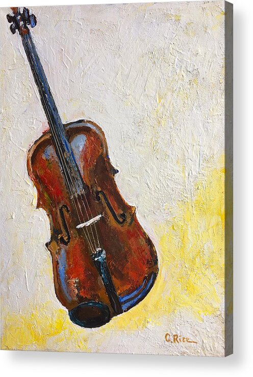 Violin Acrylic Print featuring the painting Tuned And Ready by Chris Rice