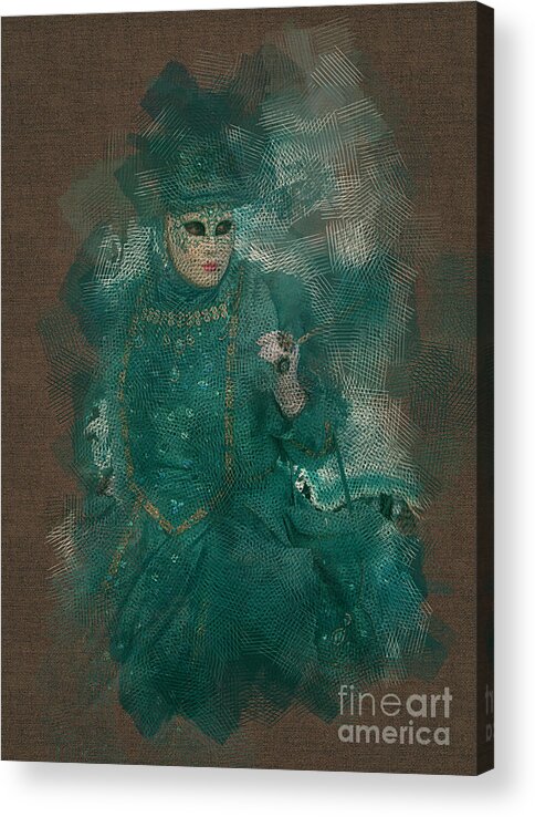 2016 Acrylic Print featuring the photograph Turquoise Lady Venice Carnival by Jack Torcello
