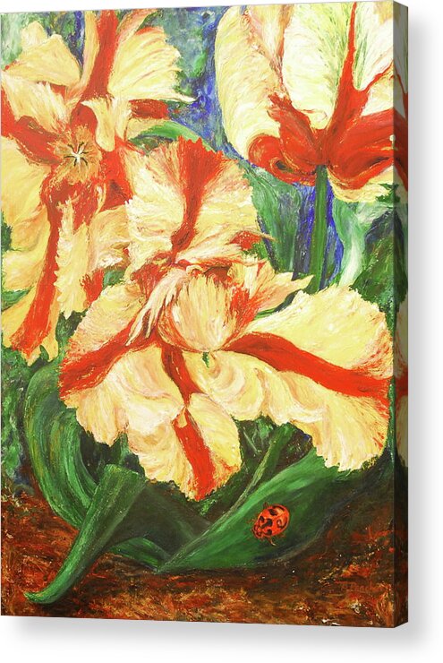 Rembrandt Tulips Acrylic Print featuring the painting Twist and Shout by Bonnie Peacher