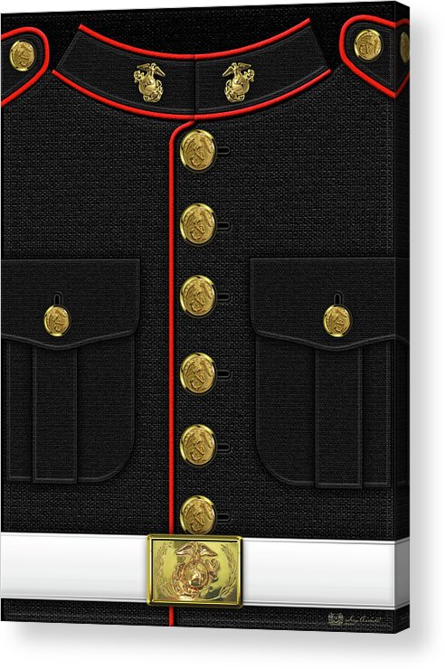 'military Insignia & Heraldry 3d' Collection By Serge Averbukh Acrylic Print featuring the digital art U S M C Dress uniform by Serge Averbukh