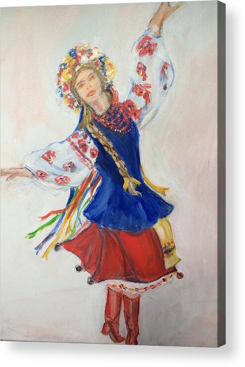 Female Acrylic Print featuring the painting Ukrainian dancer by Denice Palanuk Wilson