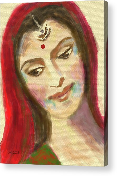 Unknown Woman 16 Acrylic Print featuring the digital art Unknown woman 16 by Uma Krishnamoorthy