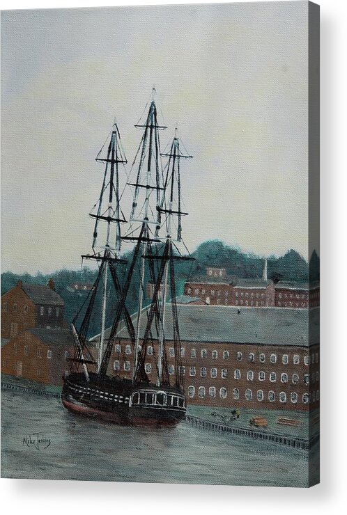 Navy Acrylic Print featuring the painting USS Constitution Taking on Provisions by Mike Jenkins