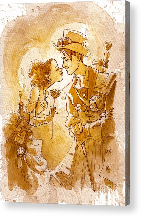Steampunk Acrylic Print featuring the painting Valentine by Brian Kesinger