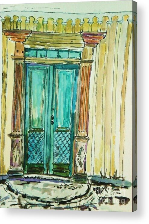 Door Acrylic Print featuring the painting Valkommen by Helena Bebirian