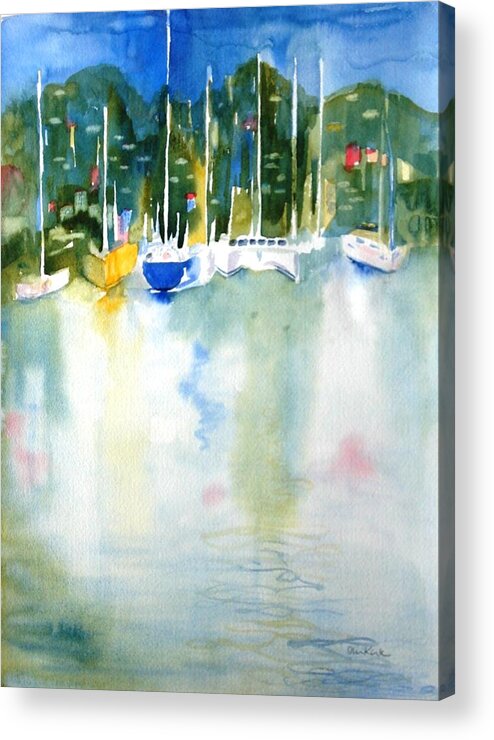 Caribbean Acrylic Print featuring the painting Village Cay Reflections by Diane Kirk