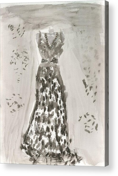 Dress Acrylic Print featuring the painting Vintage Blk and White by Lauren Serene