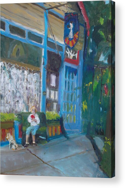 Dog Acrylic Print featuring the painting Waiting by Susan Esbensen