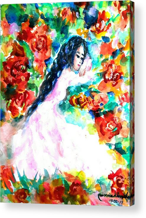  Acrylic Print featuring the painting Waiting true love by Wanvisa Klawklean
