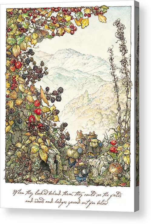 Brambly Hedge Acrylic Print featuring the drawing Walk to the High Hills by Brambly Hedge