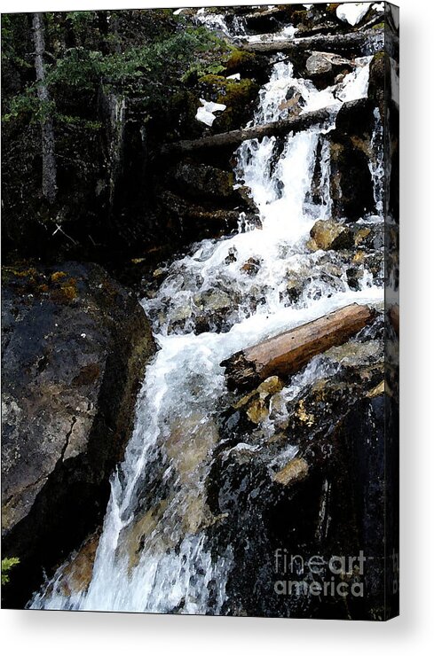 #water #stream #nature #fineart #art #images #digital #photography #stream #banffalberta #waterfall #print Acrylic Print featuring the digital art Water Fall by Jacquelinemari