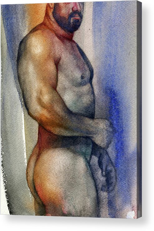 Male Acrylic Print featuring the painting Watercolor Study 9 by Chris Lopez
