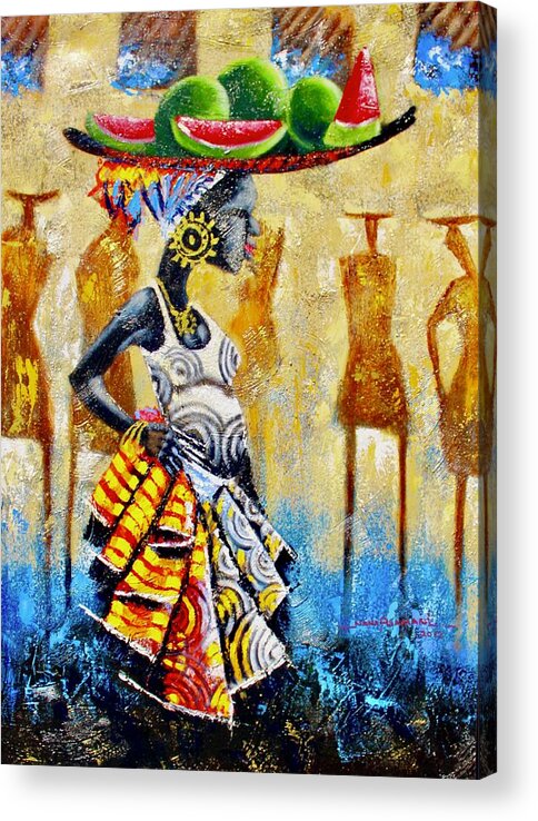 African Art Acrylic Print featuring the painting Watermelon by Nana