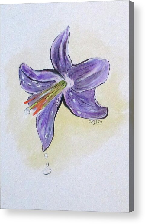 Flowers Acrylic Print featuring the painting Wet Flower by Clyde J Kell