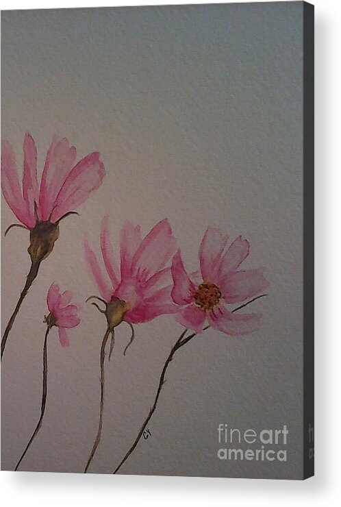 Wildflower Acrylic Print featuring the painting Wildflower Pink by Ginny Youngblood