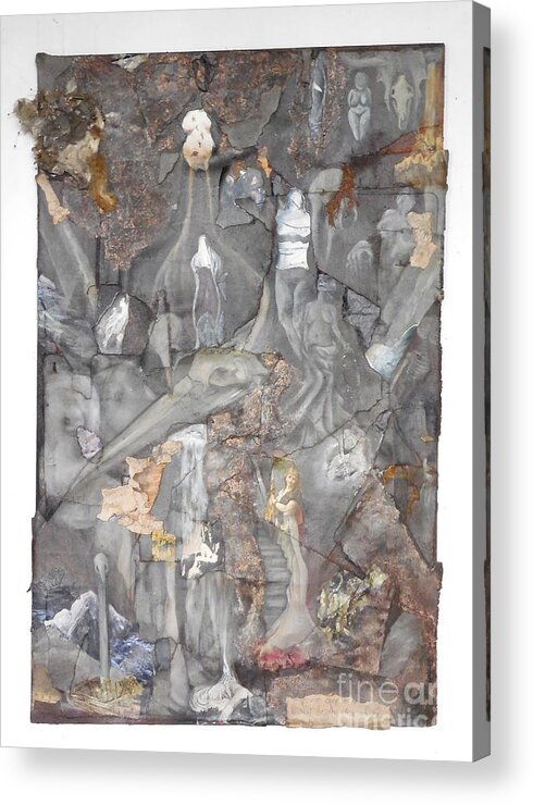 Collage Acrylic Print featuring the painting Willfull destruction of my sanity by M Bellavia